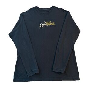 Quiksilver Long Sleeve Graphic Logo Shirt Black Size L‎ Y2K Vintage Surf Skate
